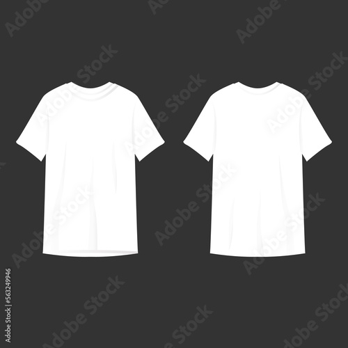 White t shirt mockup vector illustration on isolated black background.