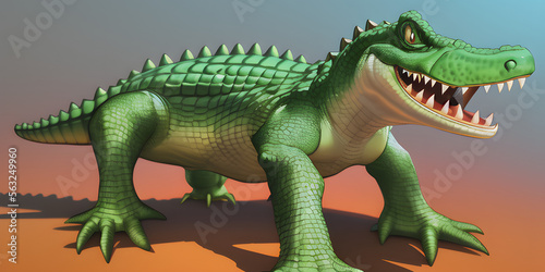 A smooth 3D render of a cute Crocodile character with a smile