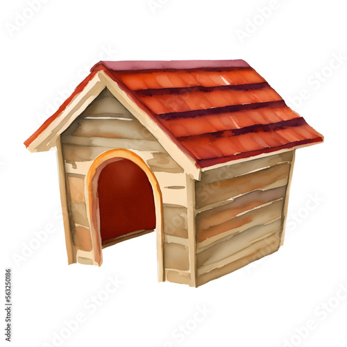 dog house digital drawing with watercolor style illustration