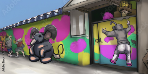 A cartoon graffiti drawing of a Elephant