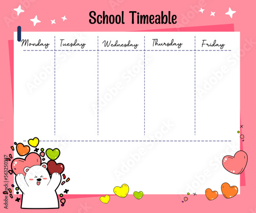 kawaii bear weekly planner 