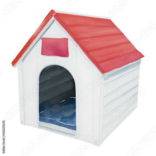 dog house digital drawing with watercolor style illustration