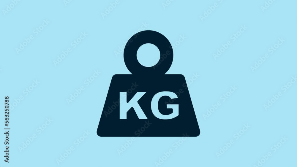 Blue Weight icon isolated on blue background. Kilogram weight block for weight lifting and scale. Mass symbol. 4K Video motion graphic animation Blue Weight icon isolated on blue background. Kilogram weight block for weight lifting and scale. Mass symbol. 4K Video motion graphic animation