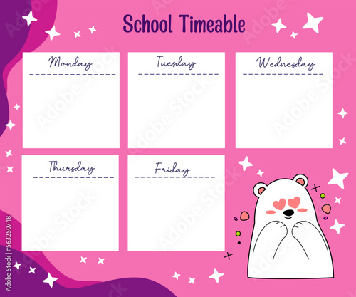 kawaii bear weekly planner 
