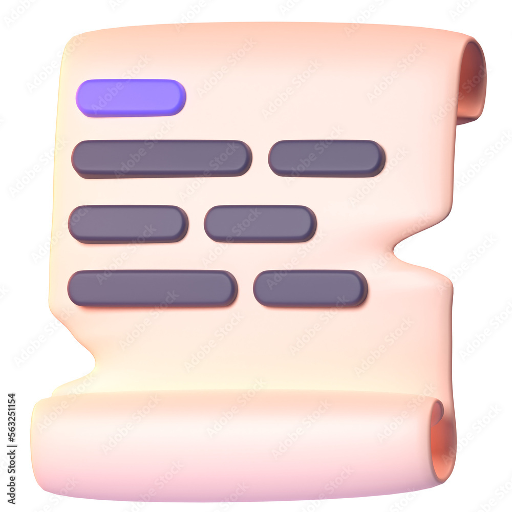 Scroll in 3D render for graphic asset web presentation or other Scroll in 3D render for graphic asset web presentation or other