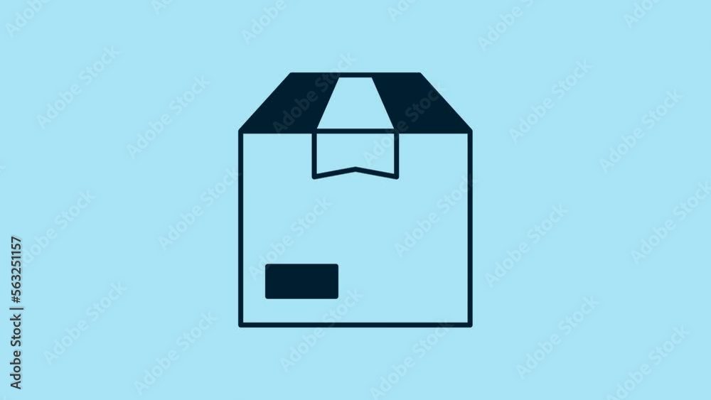 Blue Carton cardboard box icon isolated on blue background. Box, package, parcel sign. Delivery and packaging. 4K Video motion graphic animation Blue Carton cardboard box icon isolated on blue background. Box, package, parcel sign. Delivery and packaging. 4K Video motion graphic animation