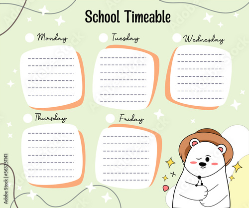 kawaii bear weekly planner 