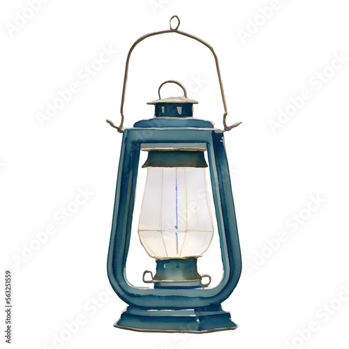 lantern digital drawing with watercolor style illustration