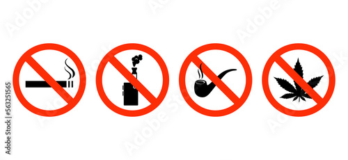 No smoking, No drugs, No vaping sign and symbol.