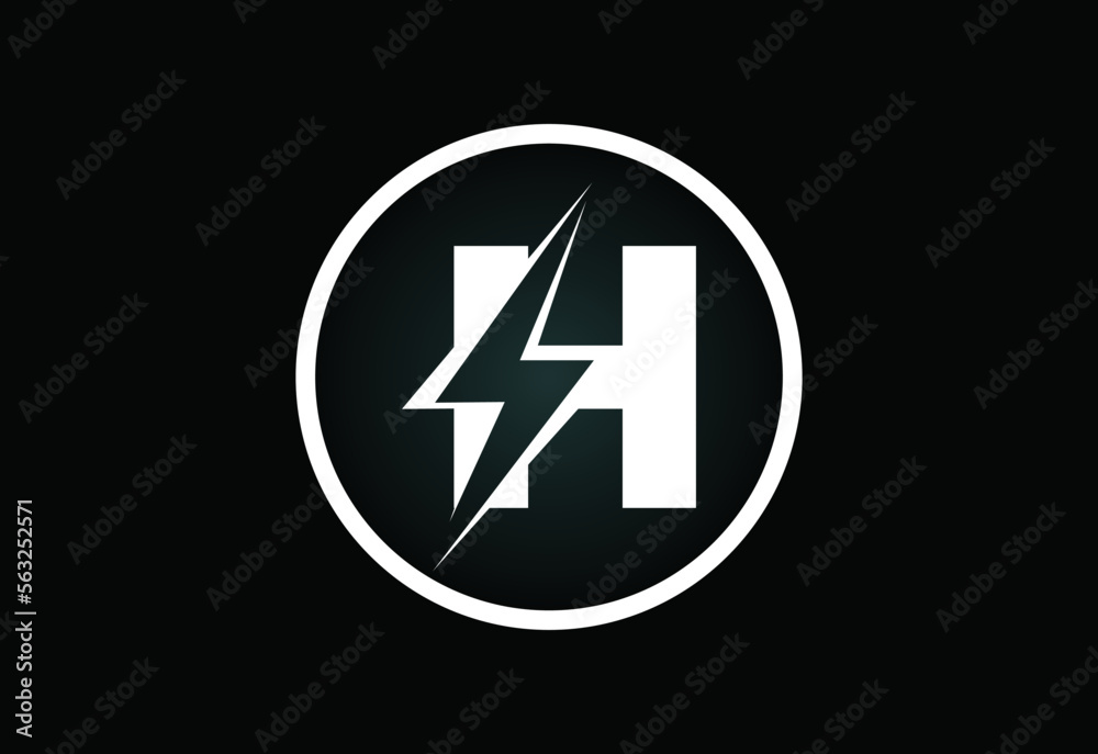 Initial H letter logo design with lighting thunder bolt. Electric bolt letter logo vector Initial H letter logo design with lighting thunder bolt. Electric bolt letter logo vector