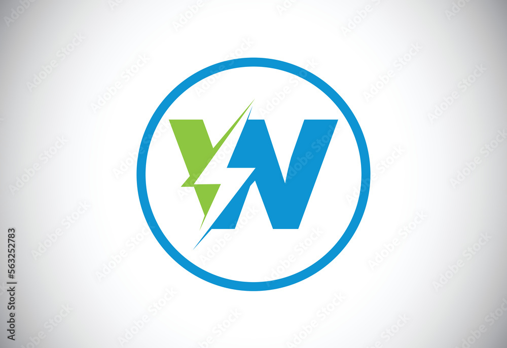 Initial W letter logo design with lighting thunder bolt. Electric bolt letter logo vector Initial W letter logo design with lighting thunder bolt. Electric bolt letter logo vector