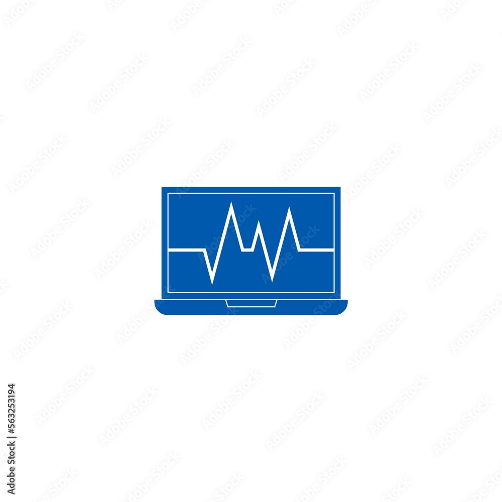 Laptop with cardiogram icon isolated on white background Laptop with cardiogram icon isolated on white background