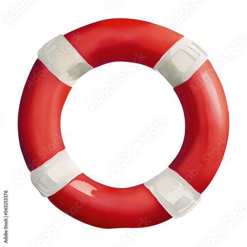 life buoy digital drawing with watercolor style illustration
