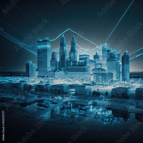Blueprint design of buildings and cityscape, skylines