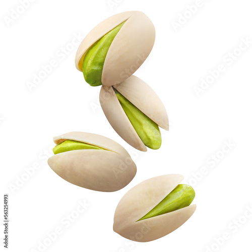 Flying delicious pistachios cut out photo