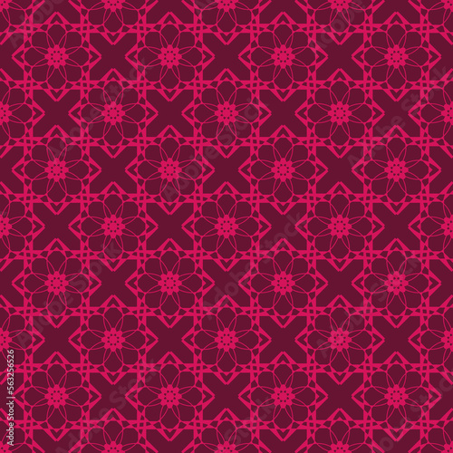 pink monochrome floral pattern on a burgundy background. seamless decorative ornament. cover, template, print.