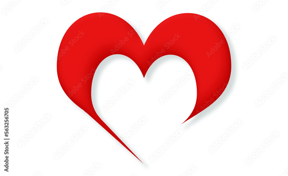 Corazón rojo con volumen sobre fondo transparente.