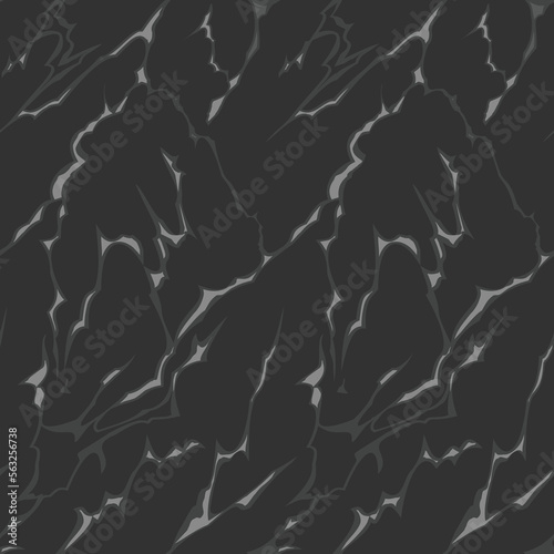 Dark marbling texture. Creative seamless background. Abstract black stone cover art. Modern ink marble tile. Vector cartoon style illustration