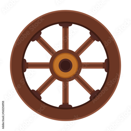 Wood wheel vector. Wood wheel on white background.