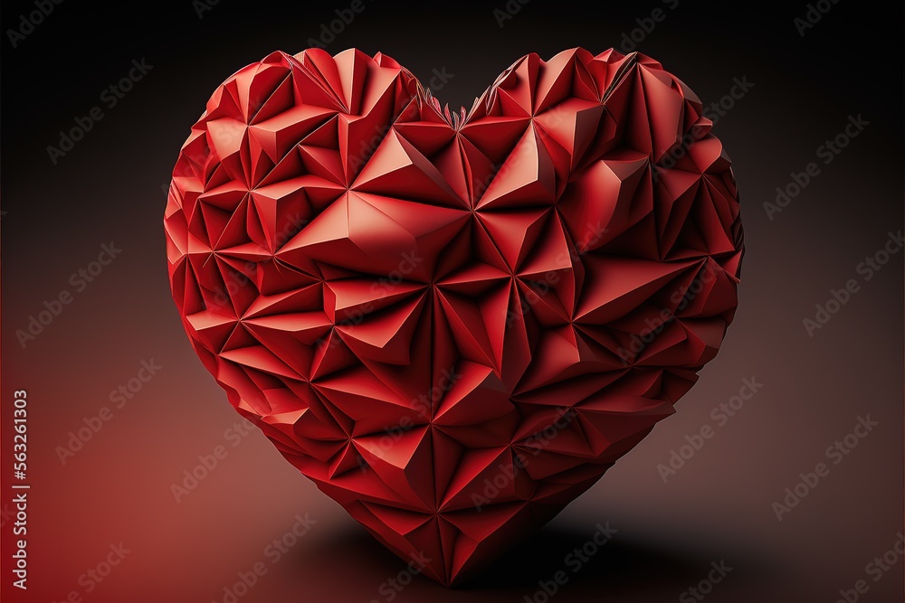Red paper heart stock photo. Generative AI Red paper heart stock photo. Generative AI