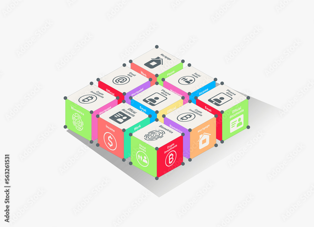 Infinity of mobile applications. Colorful cubes. 3d illustration.