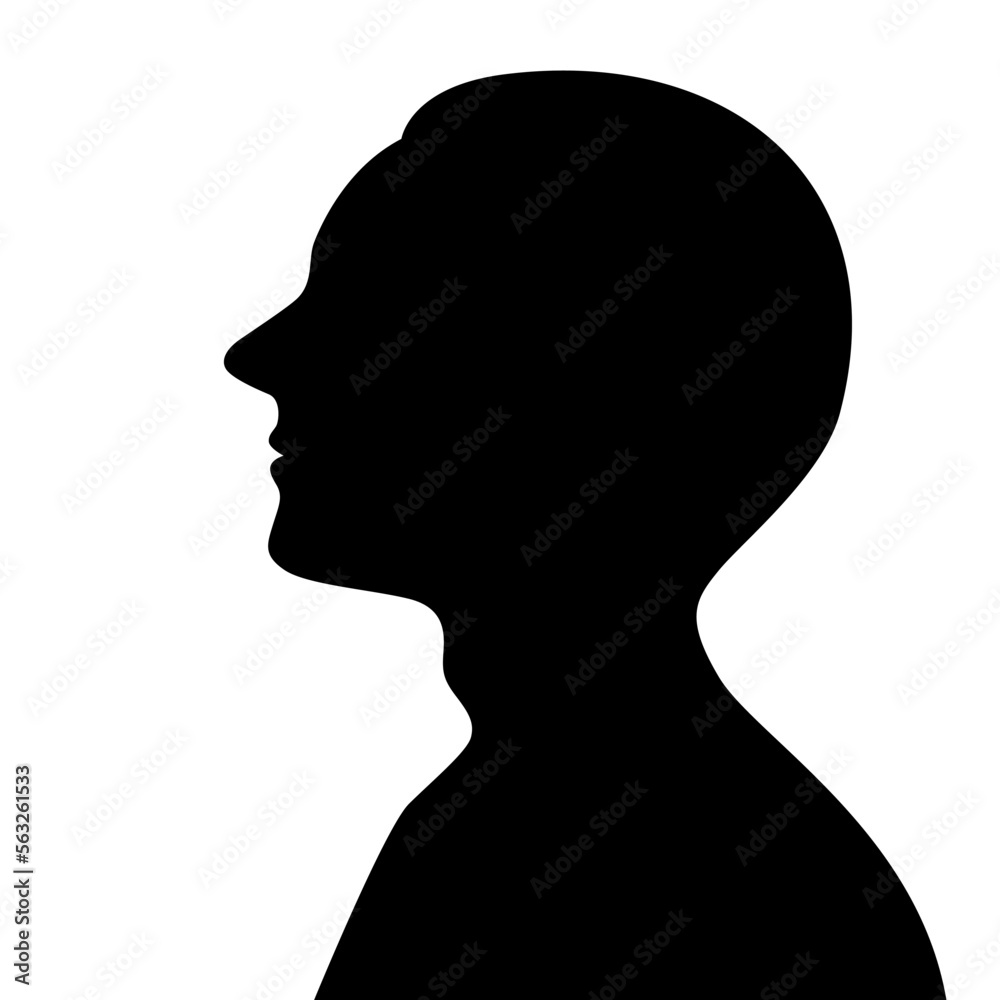 Silhouette of a man looking up with confidence, side view. Silhouette of a man looking up with confidence, side view.