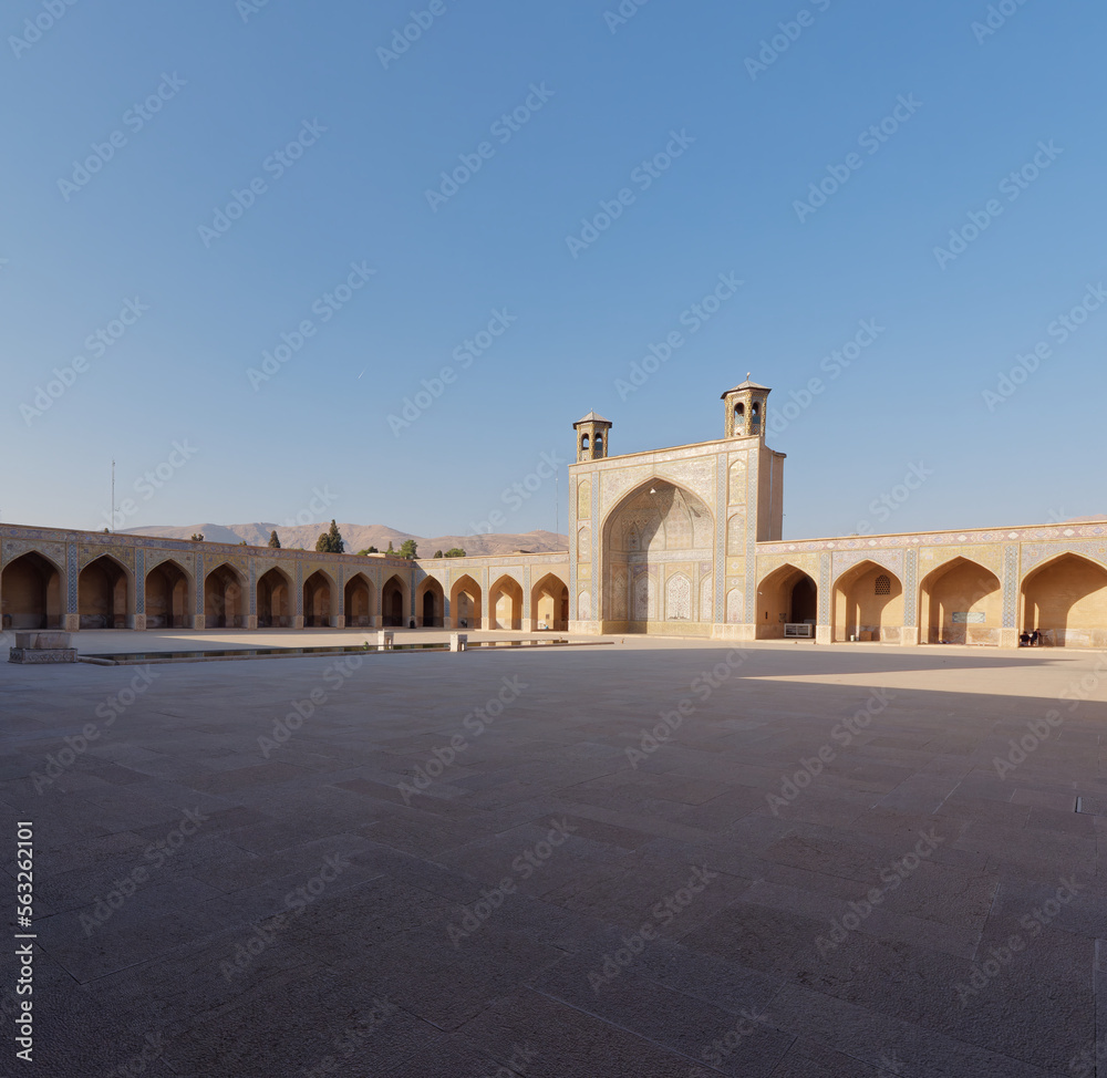 Side view of the Northern Iwan courtyard of the Vakil Mosque in Shiraz, Iran