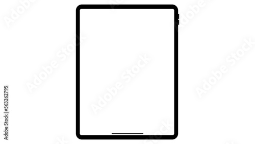 Modern black tablet computer with blank horizontal screen isolated on white background. Vector illustration