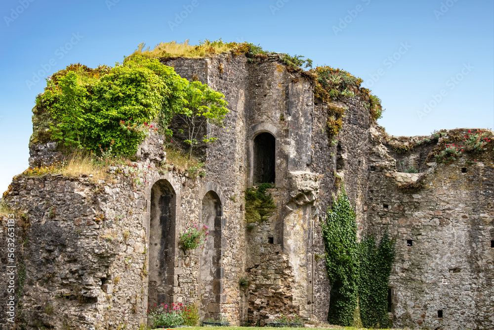 Bricquebec. Vestiges des murs du château. Manche. Normandie	