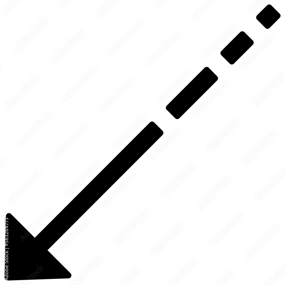 diagonal down left dash black arrow diagonal down left dash black arrow