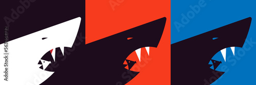 Big fish eats little fish. Vector illustration.three separate vector illustrations.