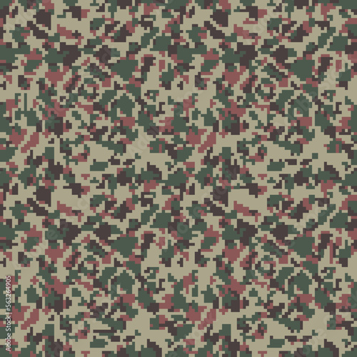 Vector digital camouflage seamless pattern. Green color tactical camo, background in military style. Khaki texture
