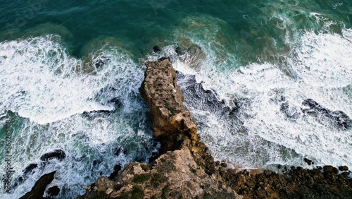 Drone shot of rocky coastline in Mepunga, Victoria, Australia 3265