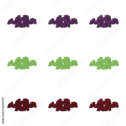 A vector drawn raisin illustration with various colors and amount of details