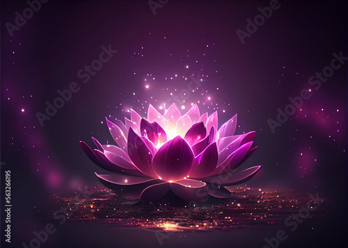 Magic Lotus Flower On Water . AI Generated