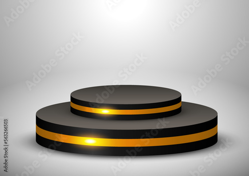 Empty podium or pedestal display scene on white background with cylinder stand, Blank minimal product shelf standing backdrop