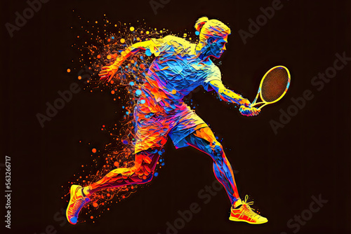 Tennis Abstrakt Tennisspieler in Action Tennissport Background Display Hintergrund Poster Cover Generative AI Digital Art Illustration  © Korea Saii