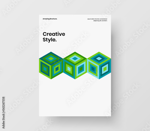 Vivid geometric shapes leaflet illustration. Creative company identity vector design template.