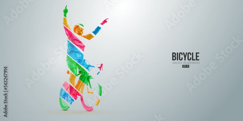 Abstract silhouette of a road bike racer, man is riding on sport bicycle isolated on white background. Cycling sport transport. Vector illustration