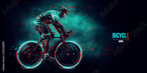 Abstract silhouette of a road bike racer, man is riding on sport bicycle isolated on black background. Cycling sport transport. Vector illustration