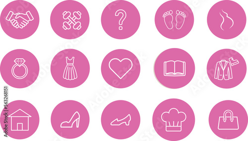 set of Instagram icons and social media icons, fashion, cooking , fitness, pregnancy , and heart icons set 