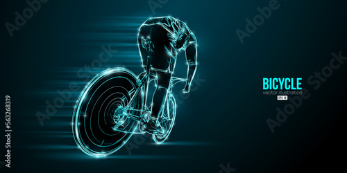 Abstract silhouette of a road bike racer, man is riding on sport bicycle isolated on black background. Cycling sport transport. Vector illustration
