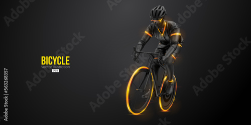 Abstract silhouette of a road bike racer, man is riding on sport bicycle isolated on black background. Cycling sport transport. Vector illustration