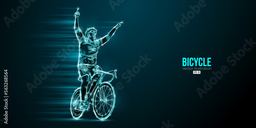 Abstract silhouette of a road bike racer, man is riding on sport bicycle isolated on black background. Cycling sport transport. Vector illustration