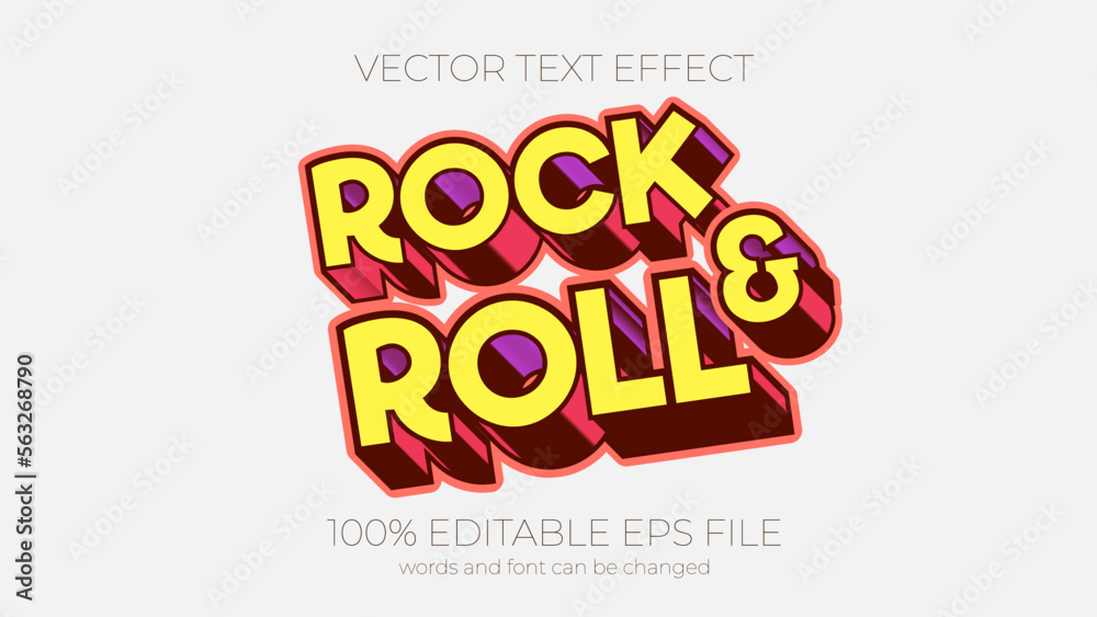 rock and roll editable text effect style, EPS editable text effect
