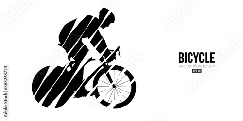 Abstract silhouette of a road bike racer, man is riding on sport bicycle isolated on white background. Cycling sport transport. Vector illustration