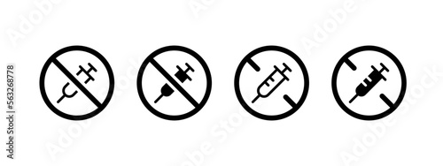no vaccine icon set. unvaccinated icon in flat style concept.	