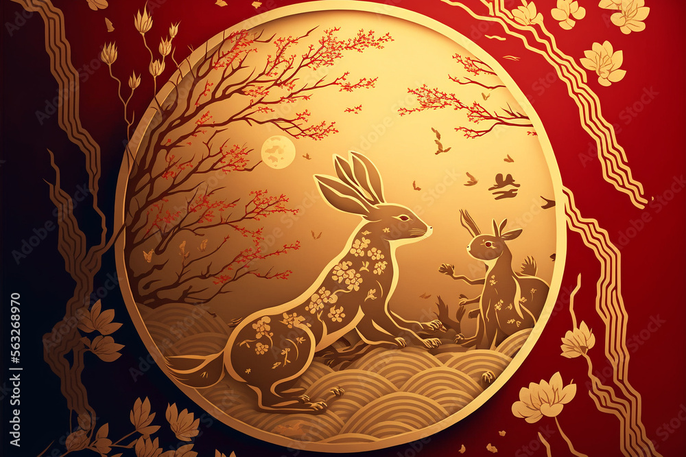 Chinese New Year. Year of the Rabbit. Year of the water rabbit. Created by Generative AI Chinese New Year. Year of the Rabbit. Year of the water rabbit. Created by Generative AI