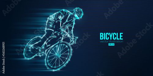 Abstract silhouette of a road bike racer, man is riding on sport bicycle isolated on blue background. Cycling sport transport. Vector illustration