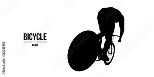 Abstract silhouette of a road bike racer, man is riding on sport bicycle isolated on white background. Cycling sport transport. Vector illustration